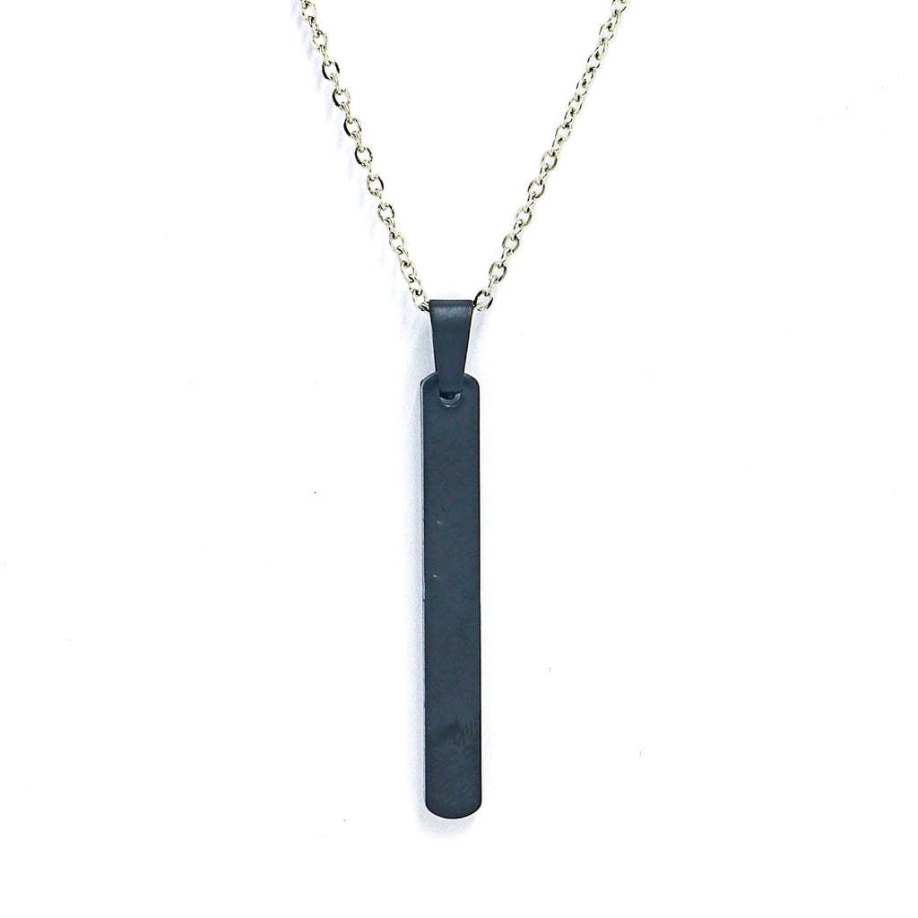 Small Size l Shape Pendant With Thin Chain for Men & Women -  Black Color