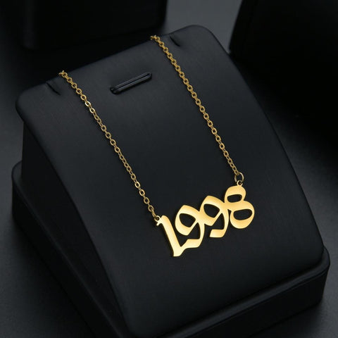 Premium Quality Gold Plated Birth Year Number Necklace