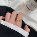 Fashion Open Butterfly Design Finger Ring 18K Gold Plated Stainless Steel Ring for Women