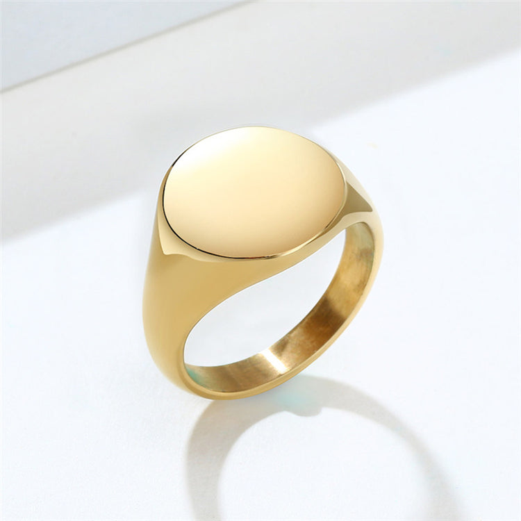 High Quality 18K Gold Plated Stainless Steel Signet Rings for Men & Women
