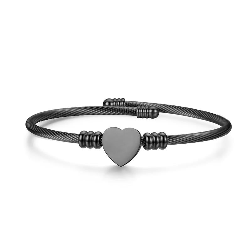 Premium Quality Stainless Steel Heart Shaped Charm Fashion Open Bracelet Bangle for Women & Men