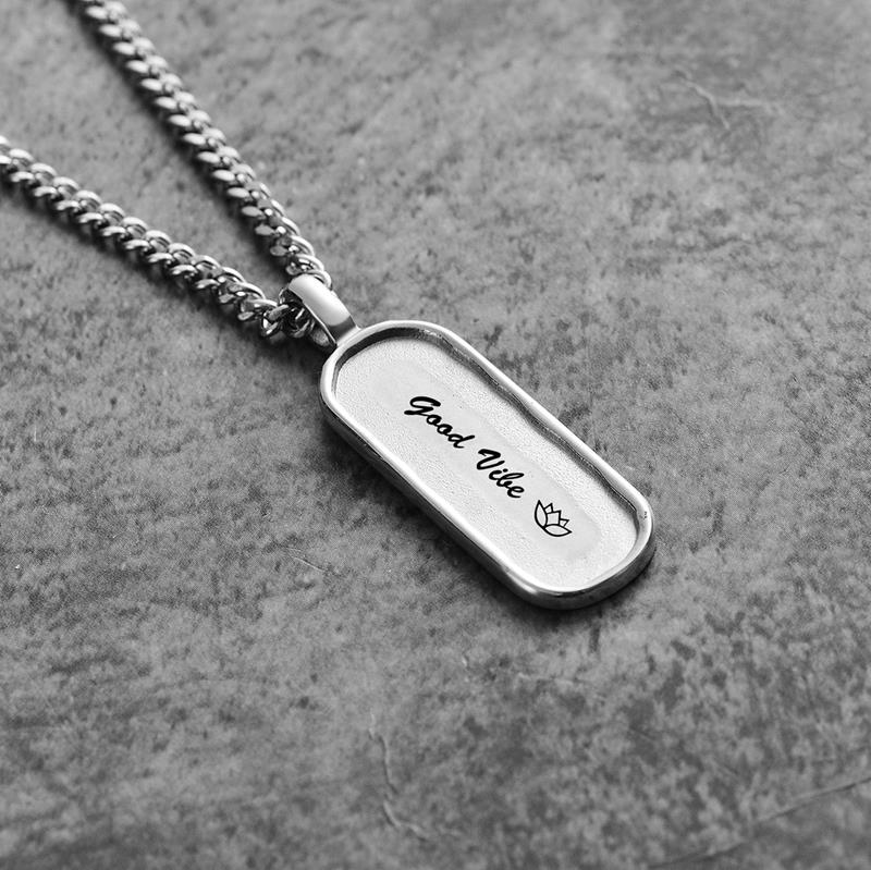 Premium Quality Stainless Steel Personalized Custom Name Necklace Pendant Engraved Mantra Gift for Him and Her
