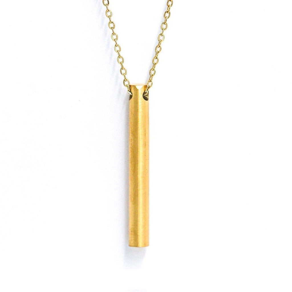 Round Custom Name Bar Pendant Chain for Men & Women - Gold Color