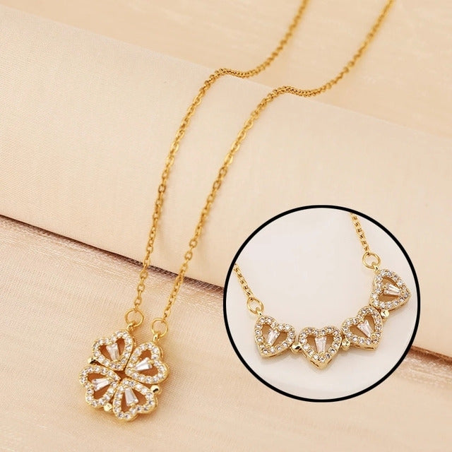 Happy Jewellery New Heart Four-leaf Clover Magnetic Solid Pendant Necklace  Rose gold Cubic Zirconia Gold-plated Plated Crystal, Alloy, Stainless Steel  Necklace Price in India - Buy Happy Jewellery New Heart Four-leaf Clover