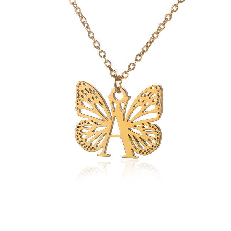 Buy Butterfly Necklace, Gold Butterfly Necklaces, Initial Necklace , Letter  Necklace , Butterfly Initial Necklace , Christmas Gift ,blackfriday Online  in India - Etsy