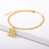 Figaro Cuban Link Chain 18K Gold Plated Waterproof Stainless Steel Anklets A-Z 26 Initial Letter