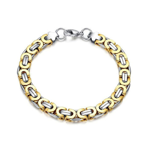Men's Geometric Gold and Plated Bracelet - 316L Stainless Steel, Modern and Trendy Design