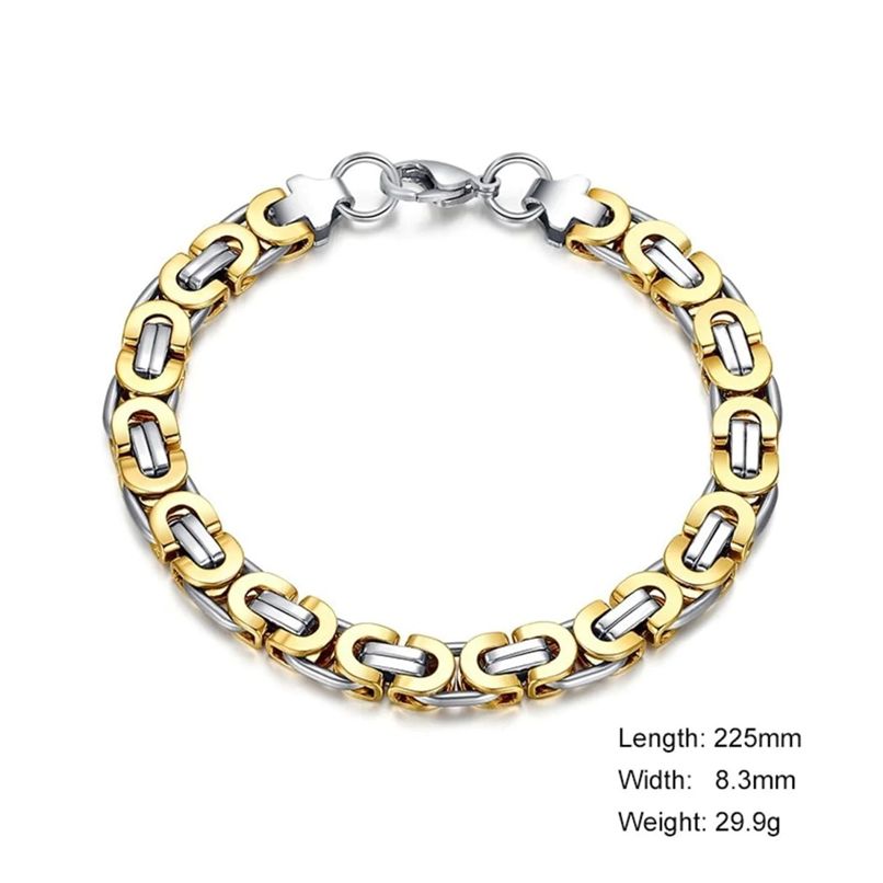 Men's Geometric Gold and Plated Bracelet - 316L Stainless Steel, Modern and Trendy Design