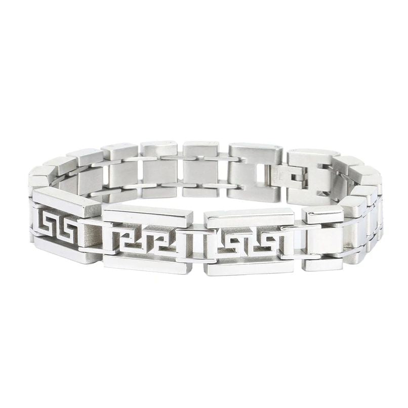 Men's Solid Stainless Steel Geometric Dual Side Bracelet - Stylish and Durable Accessory
