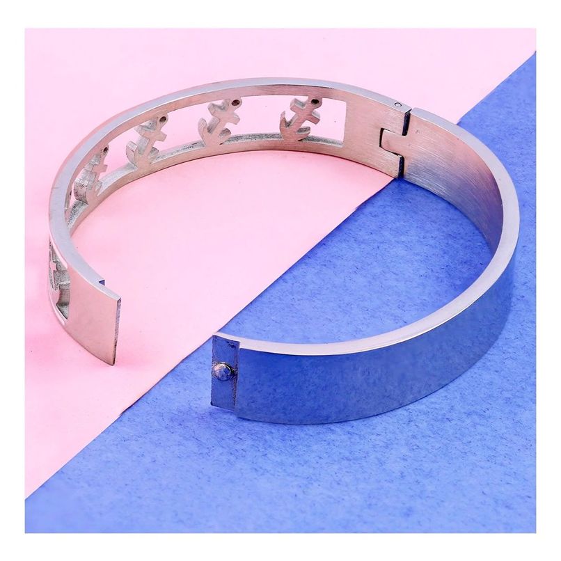 Elegant Anchor Stainless Steel Openable Bangle Cuff Kada Bracelet for Women