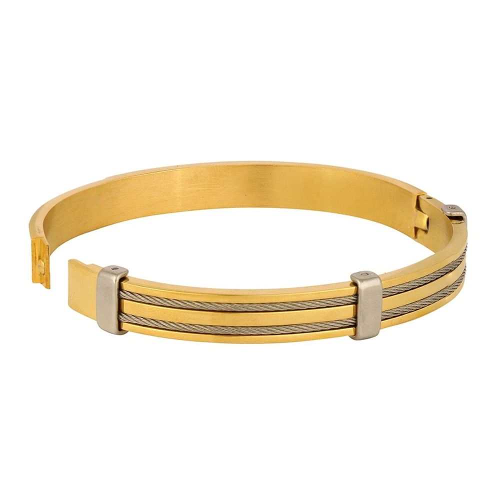 Men's Rope 18K Gold Silver Stainless Steel Kada Bracelet - Stylish and Durable Fashion Accessory