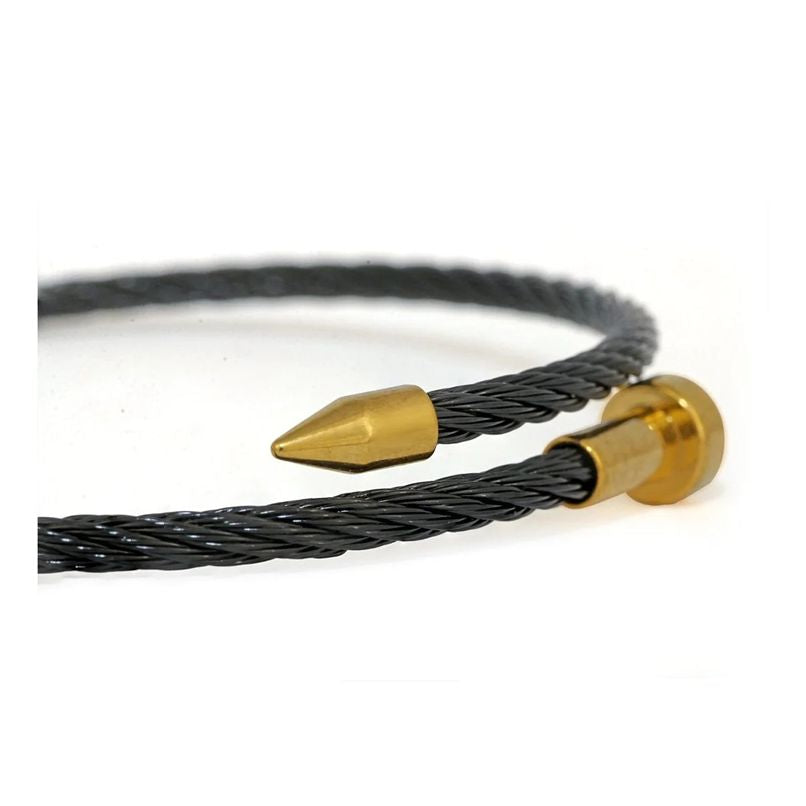 Men's Openable Cuff Kada Bracelet: Gold and Black, Crafted from 316L Stainless Steel