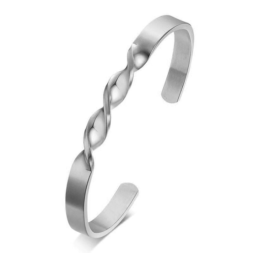 Platinum Silver Stainless Steel Slim Cuff Kada Bangle Bracelet for Men & Women