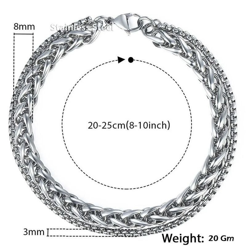 Premium Stainless Steel Spiga Popcorn Chain Layered Wrist Fashion Bracelet Bangle for Men & Women