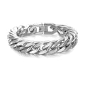 Classic 3D Curb High End Stainless Steel with Rhodium Plated Bracelet for Men