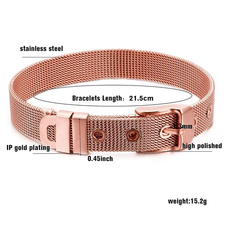 18K Gold Stainless Steel Bracelet: Watch Strap Mesh Belt Buckle for Women