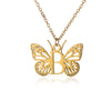 Premium Quality Gold Plated Butterfly Pattern Letter Necklace personalized pendant chain