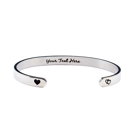 6mm width Silver Color Unisex Bracelet with Your Customized text and A   Myjewel India