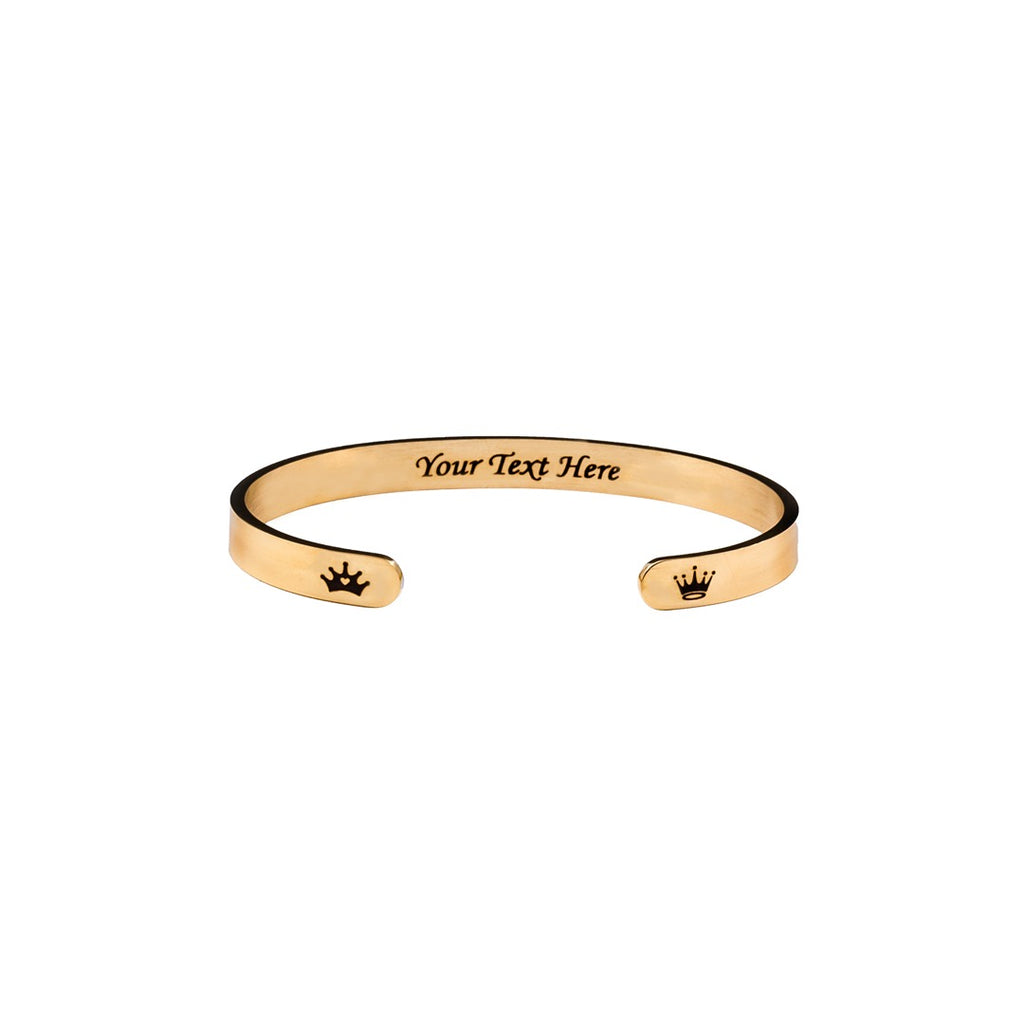 2Pcs 6mm width Gold Color Couple Combo Unisex Bracelets with Your Customized text and Adjustable Size
