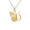 Premium Quality Gold Plated Butterfly Pattern Letter Necklace personalized pendant chain