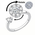 Anxiety Super Flash Zircon Rotating Exquisite Personality Finger Ring Adjustable Size Open Ring for Women in Silver Color