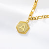 Hexagon Letter 18K Gold Plated Waterproof Stainless Steel Figaro Chain Anklets