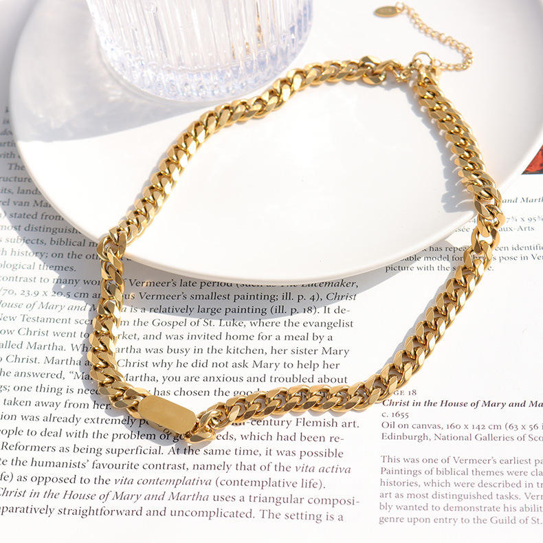 Gold Plated Cuban Chain Necklace for Women with Personalized Text