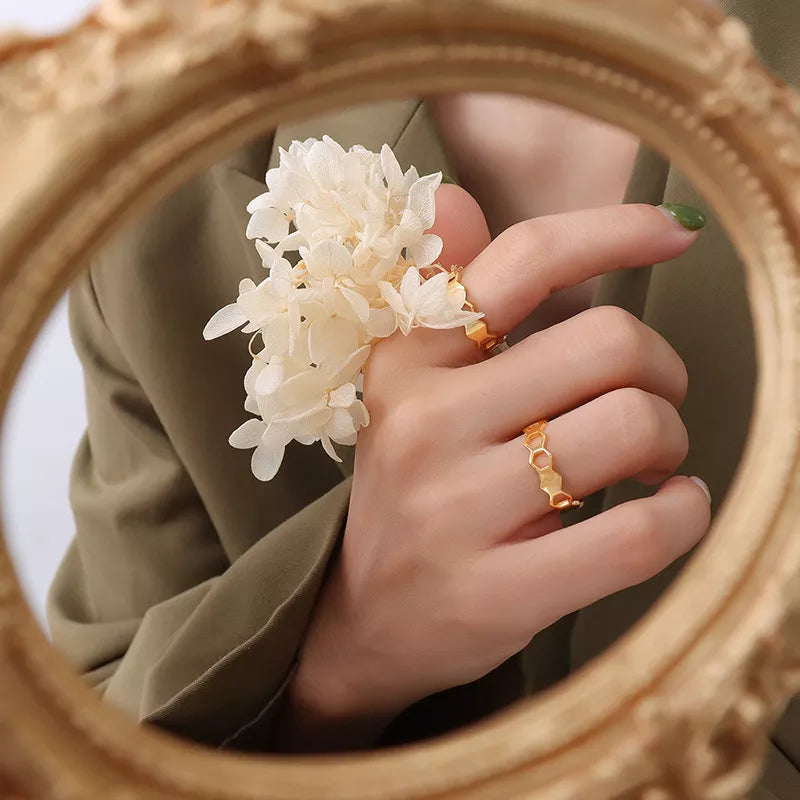 High Quality 18k Gold Plated Fashion Ring Women Stainless Steel