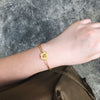 Daisy Flower 18K Gold Plated Stainless Steel Paperclip Chain T Bar Toggle Bracelets for Women