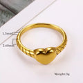 Fashion Ring Shape Non Tarnish 18K Gold Plated Stainless Steel Twisted Croissant Dome Heart Ring for Men & Women