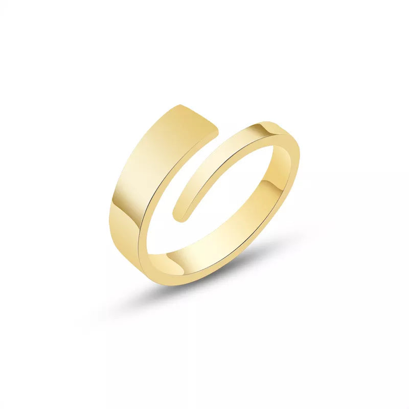 High Quality Fashion Waterproof 18K Gold Plated Stainless Steel Finger Ring for Women