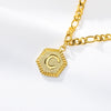 Hexagon Letter 18K Gold Plated Waterproof Stainless Steel Figaro Chain Anklets