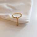Premium Quality 18k Gold Plated Minimalist CZ Zircon Star Tassel Adjustable Ring For Women