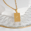 18K Gold Plated North Star Rectangle Pendant Tarnish Free Water proof Necklace