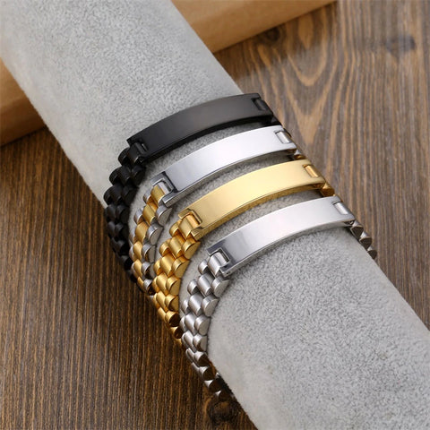 12mm Width Premium Steel Engravable Bracelets for Men - Available in 4 Colors