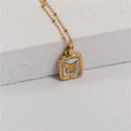 18K Gold Plated Vintage Dainty Square Natural Shell Butterfly Pendant Necklace Love Gift for Women/Girls
