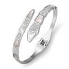 Luxury Stainless Steel CZ Crystals With White Shell Bracelets For Women Men Trendy Snake Bangle Jewelry Gift