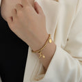 Cute Dog Design 18k Gold Plated Stainless Steel Charm Puppy Pendant Bracelet for Women