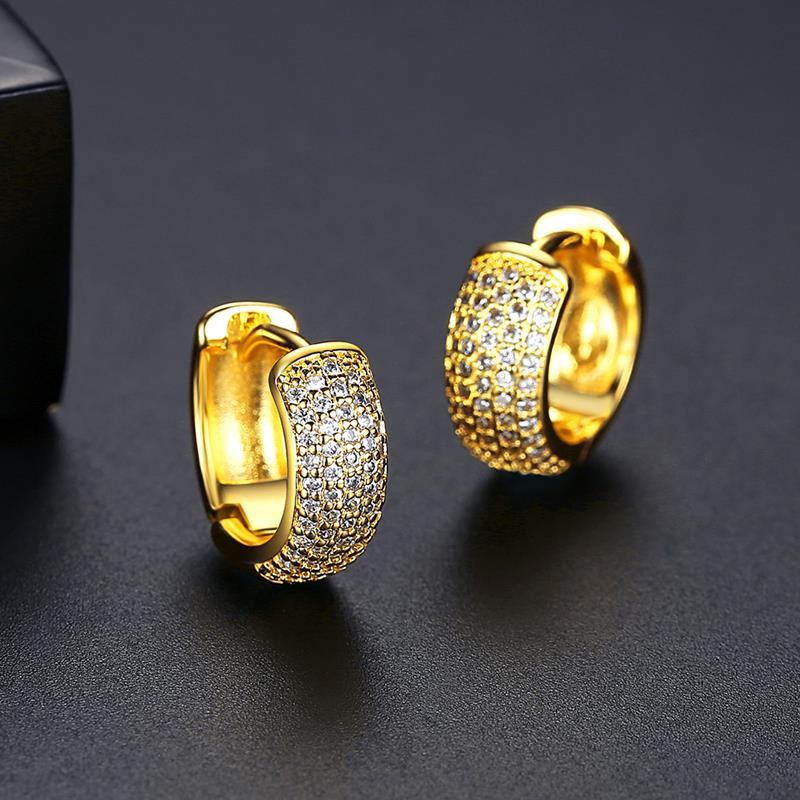 Stylish inlaid zircon 14k Gold plated exquisite hoop earrings for Women