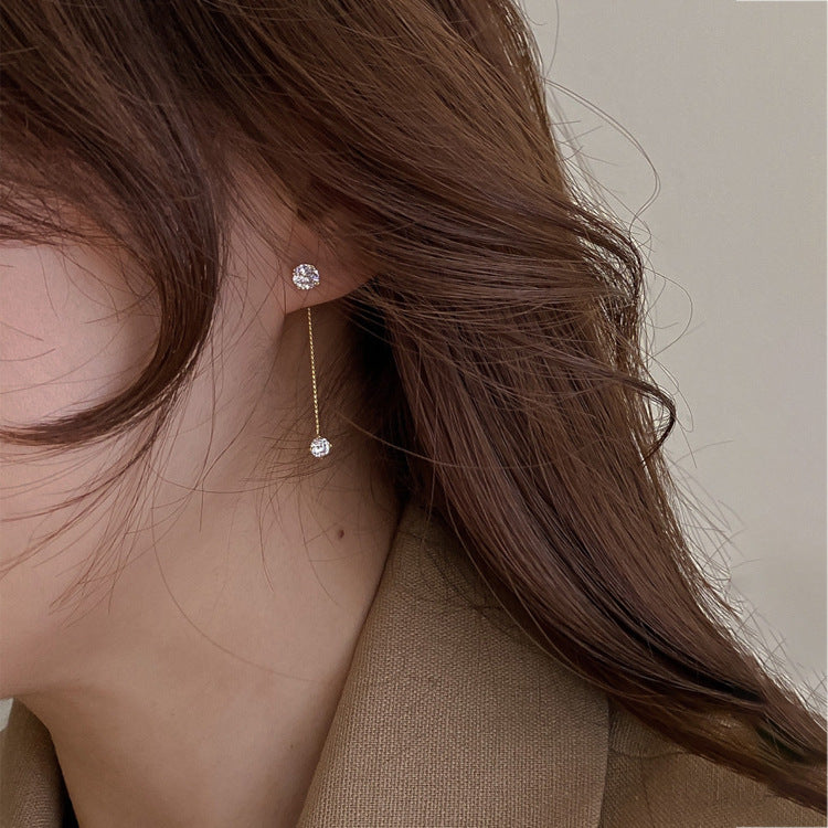 Premium Quality Minimalist Shiny Rhinestones Long Tassel Earring Metal Chain Drop Earrings for Women