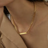 Mini Cuban Chain Custom Name Minimalist 18k Gold Plated Stainless Steel link Horizontal Necklace