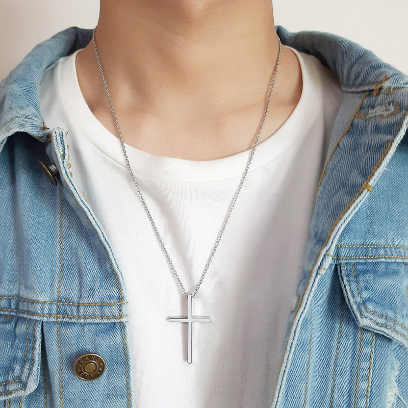 Big Size High Quality Glossy Finish Waterproof Cross Stainless Steel Pendant Necklace Chain for Men Women