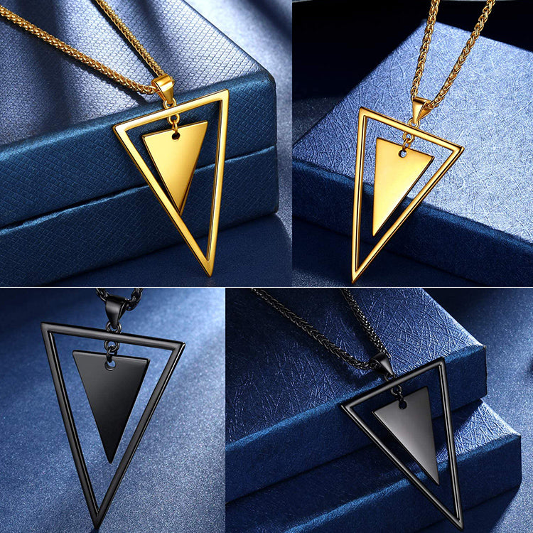 Gold Triangular Chain Gold Plated Triangle Shape Pendant Chain with Personalized Text for Me ...