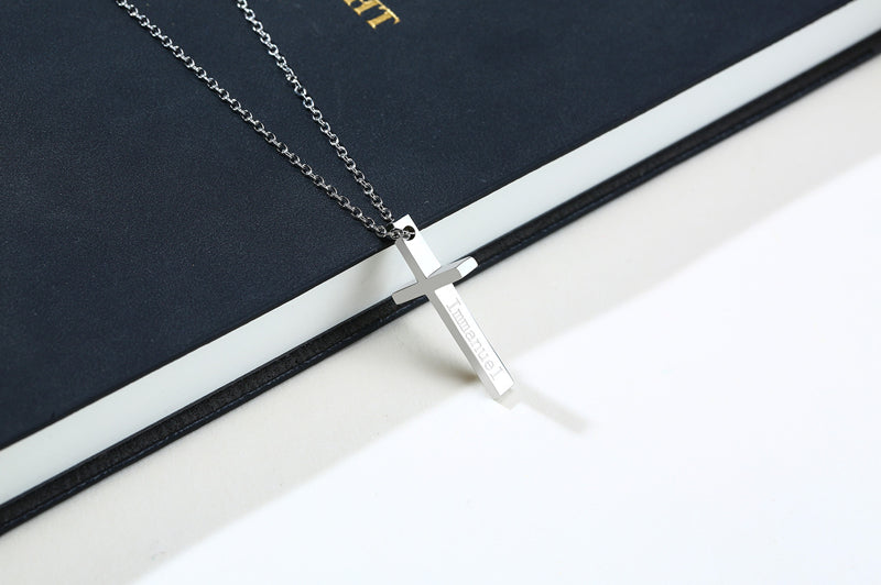 Small Size High Quality Glossy Finish Waterproof Cross Stainless Steel Pendant Necklace Chain for Women & Men