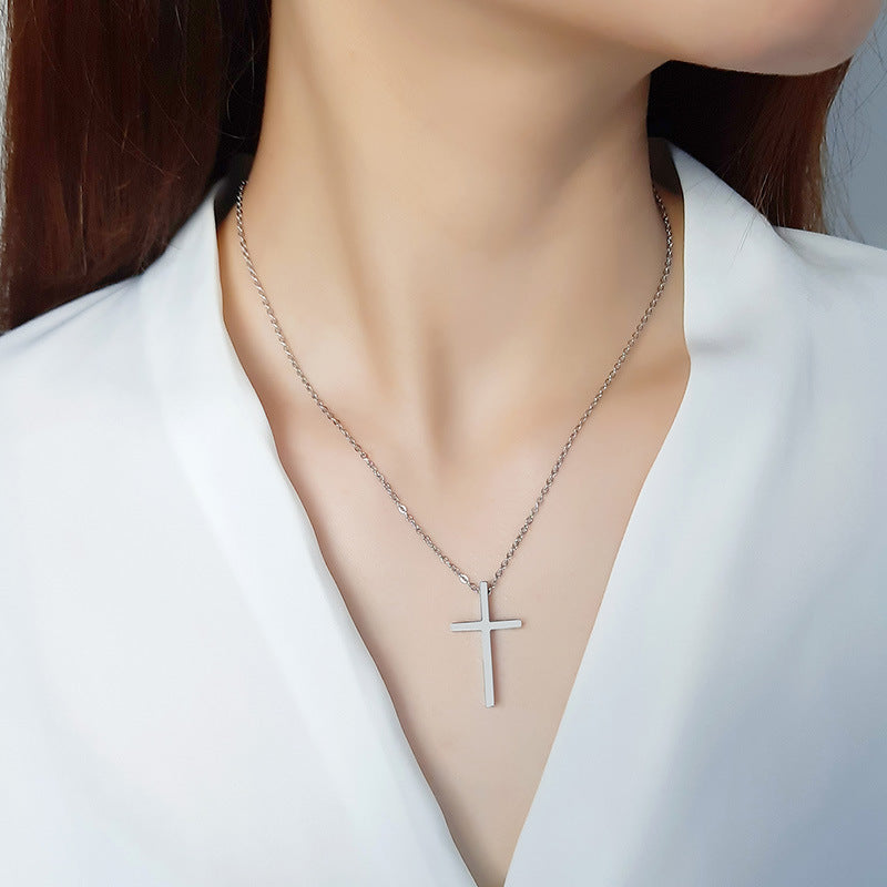 Big Size High Quality Glossy Finish Waterproof Cross Stainless Steel Pendant Necklace Chain for Men & Women