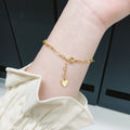 Super Cute Fine Line Love Peach Heart Bracelet made of Titanium Steel Gold Plated for Women