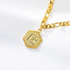Hexagon Letter 18K Gold Plated Waterproof Stainless Steel Figaro Chain Anklets