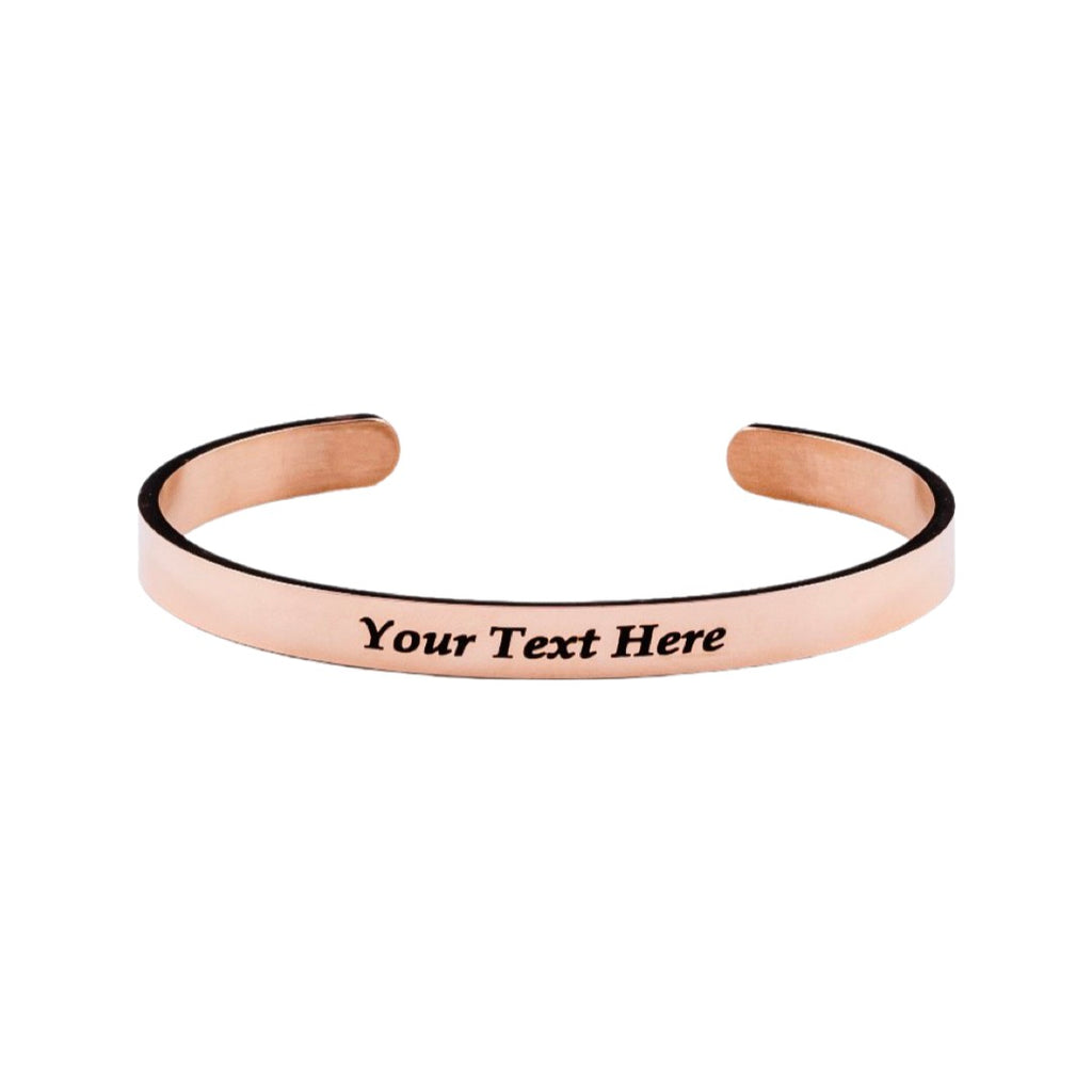 2Pcs 6mm width Rose Gold Color Couple Combo Unisex Bracelets with Your Customized text and Adjustable Size