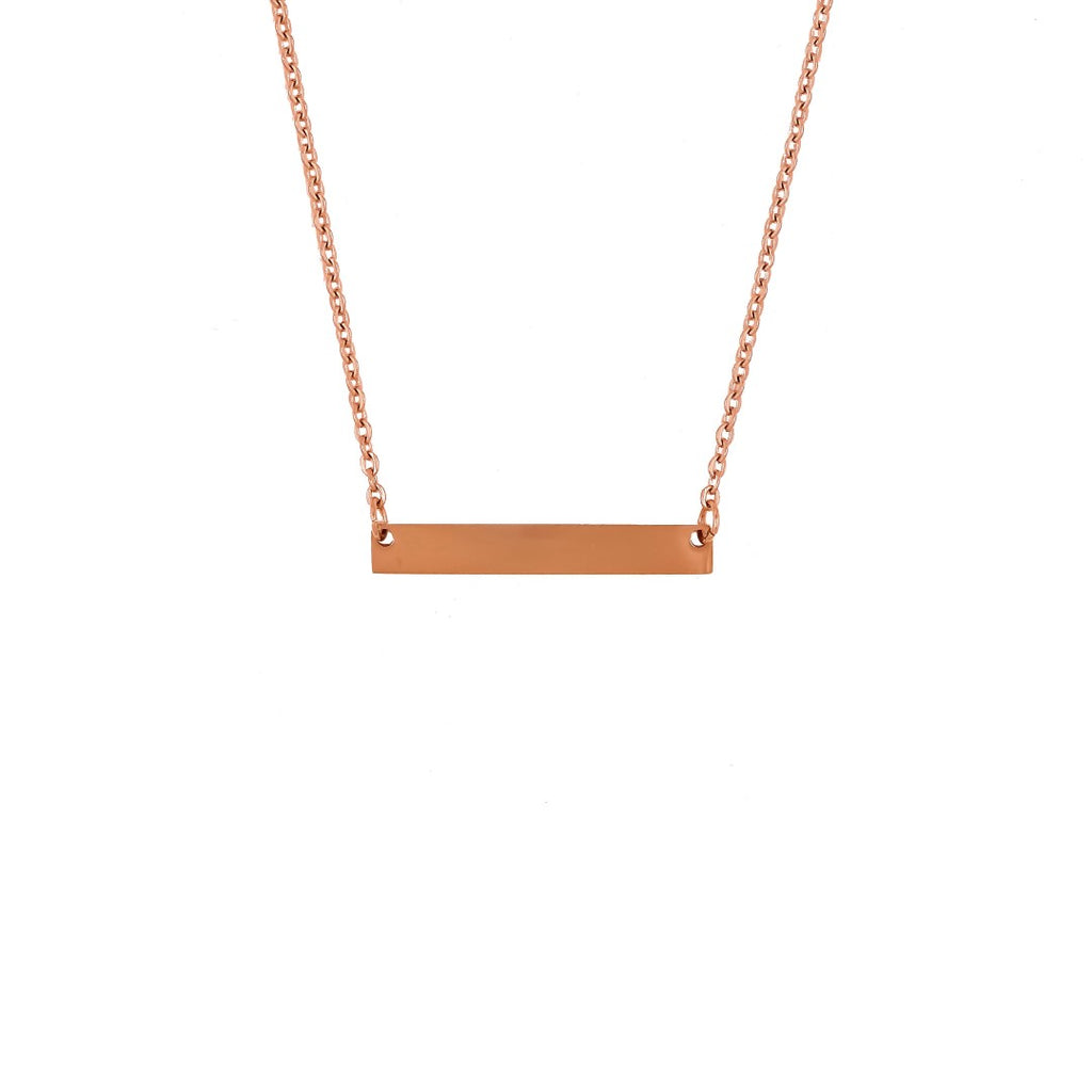 Rose Gold Color Rectangle Shape Pendant Chains with Personal Text