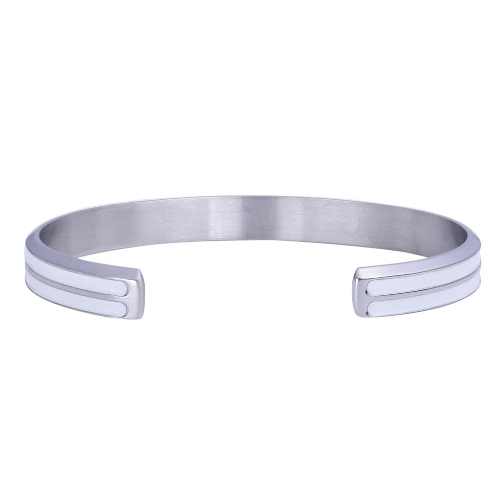 6mm width stripes series white with personalized text bracelet for men and women